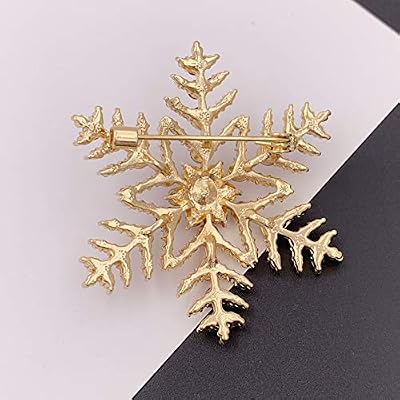 SELOVO Multicolor Bling Crystal Snowflake Brooch Pin Christmas Accessory Gold Tone