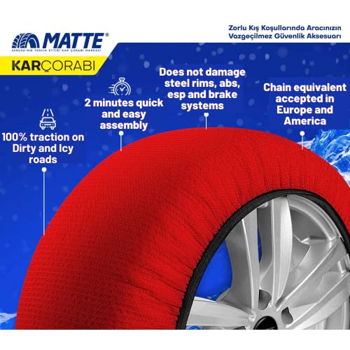 Matte ACTV Automotive Snow Socks For Tires For Ultimate Grip Snow Chain Alternative Traction Device For Truck Suv Van Car Textile Winter Emergency Kit Auto Accessory thumb #5
