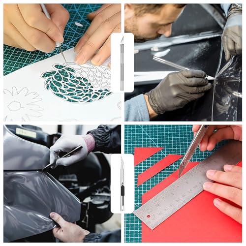 Hengxinchen 19 Stück Rakel für Folie,Folierungs Werkzeug Kit,Rakel Set für Tönungsfolie Auto,Folierungs Werkzeug Set für Wrap Auto,2 Filzrakel Rakel, Präzisionsmesser, Messer mit 10 Klingen