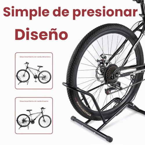 Miniatura 5 de Aparcamiento Para Bicicleta,Soporte Bici Independiente,Soporte Estacionamiento Bicicletas,Caballete Bicicleta Acero,Independiente,Adecuado Para Interiores O Exteriores,Negro