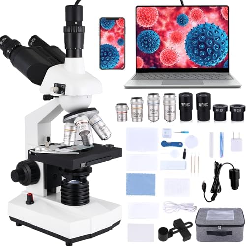 Microscopio OOZSTAR 40X-2500X Con Display 4.3' - Fotocamera 5MP, Oculari 10X/25X, Per Scuola E Hobby