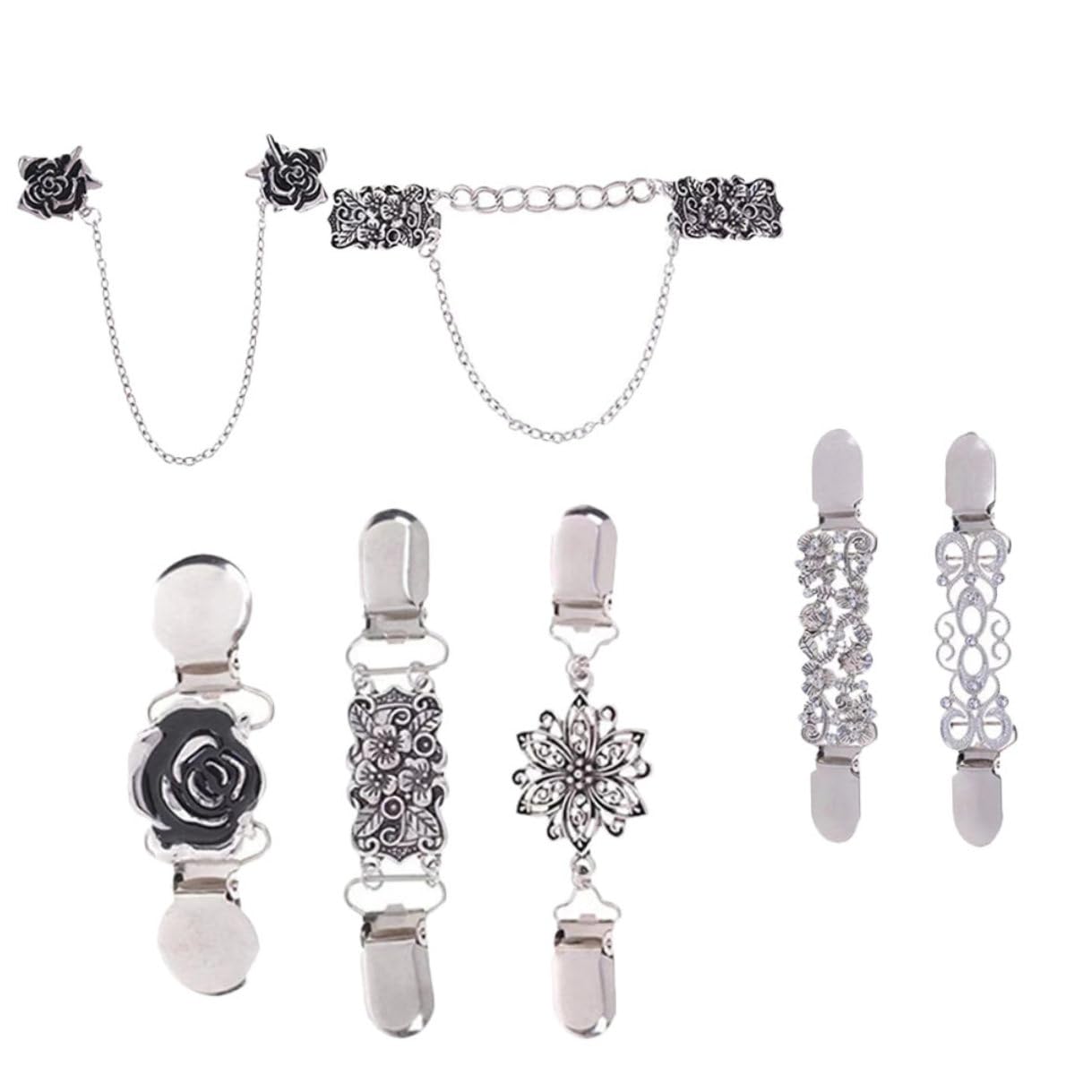 7 Broches para ropa vintage Yardwe y clips de aleación retro para cuello 8