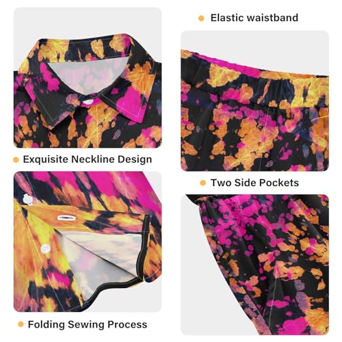 Image of visesunny Boy's 2 Pieces Shirt and Short Set Casual Shirts Short Sleeve Beach Shorts Summer Outfits for 3-10 Years Kids