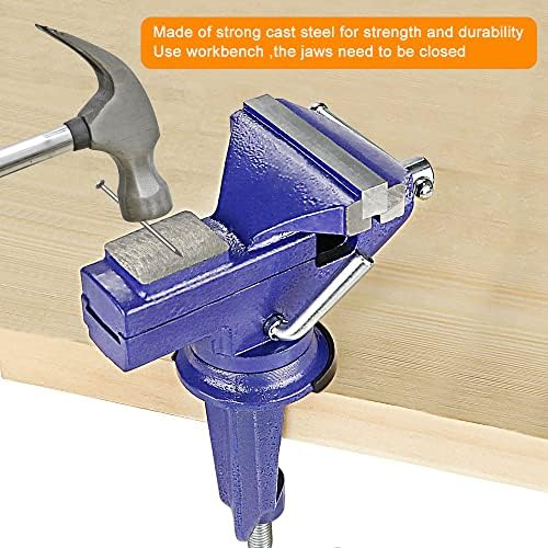 Table Vice Clamp 80mm, 360° Swivel Base Bench Vise Clamp, Portable Home Vise Clamp-On Vise Tabletop Swivel Vice, Workbench Vice for Woodworking/Drilling/Metalworking etc.