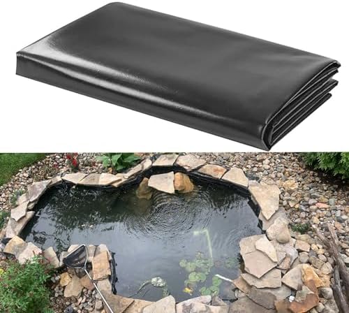 3x3ft 7x10ft 13x23ft 20x20ft 20x39ft Pond Liner, HDPE Heavy Duty Pond Liners, Black Fish Safe Pond Lining for Fish Ponds, Waterfall, Stream, Fountains and Water Gardens(Size:13x29ft)