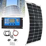 Solar Panel Kit (150W/300W) - Conversion Rate 20-23% + 40A Charge Controller, Easy Installation - 12V Battery Power Charging - Boat, Car, Home, Garden, Shed,150W