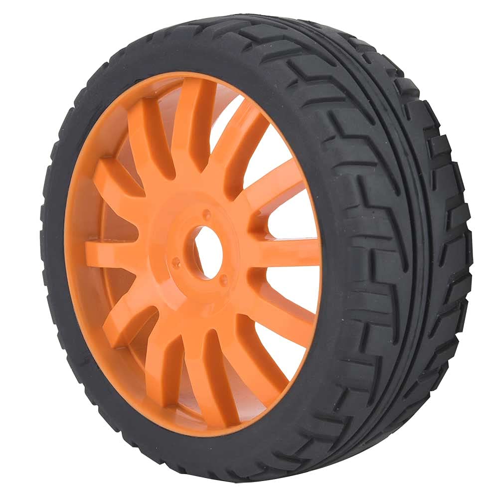 Pneus RC, 17Mm Hex RC et Pneus Pneus de Voiture RC 2 Pièces 1/8 Pneus RC Mise à Niveau Pneus de Moyeu de Jante de Roue Pneus en Caoutchouc pour 1/8 sur Route Accessoire de (Orange)
