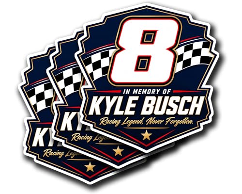 (3 Pack) Kyle Busc Memorial Vinyl Sticker, 5x5 Inch, Multicolor, Glossy Finish, Racing Tribute Decal for Cars, Trucks, Laptops [13]
