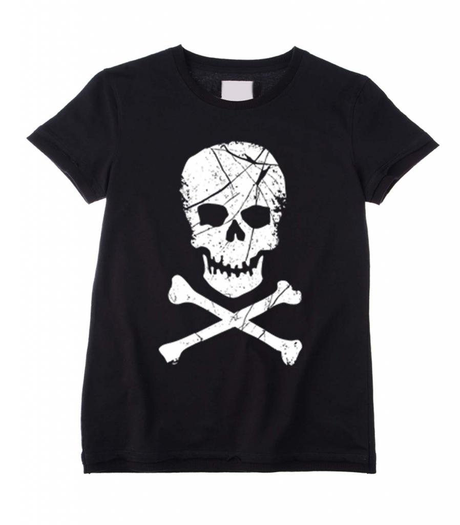 Tribal T-Shirts Skull and Crossbones Kids/Childrens T Shirt (9-10) Black