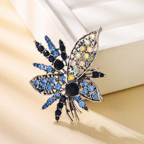 Image of Rhinestone Sunflower Brooch Pin for Women Red Black Purple Large Flower Broochs Snowflake Brooch Marquise Wreath Brooches Jewelry