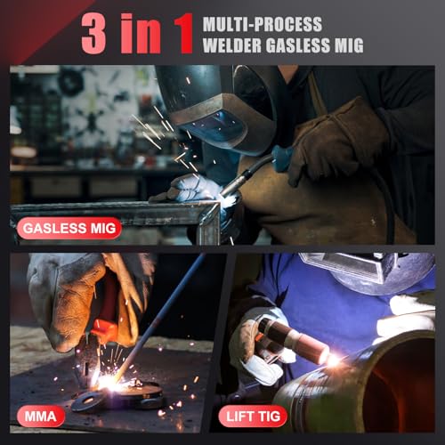 Image of AWT LED Digital Display 140Amp MIG Welder Flux Core MIG Welder /Stick /Lift TIG 3 in 1 Welding Machine,Welder Machine 110V With Synergy IGBT Inverter, Portable Gasless Welder Equipment
