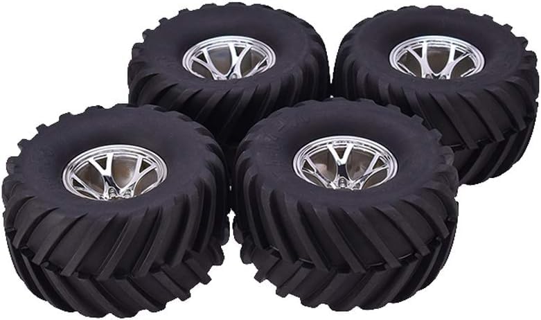 KINGCOO 4PCS RC Truck Tires 135MM Rubber Tyres and Plastic Wheel Rims Accessories for Monster Truck 1/10 RC car for HSP HPI Tamiya Kyosho Truggy (Y-Silver) - Image 4