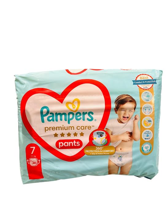 Pampers Pants Windel Größe 7 (17+ kg), Premium Care, 36 Stück, Passform 360°, Ultra-Schaumstoff für Komfort und besten Schutz