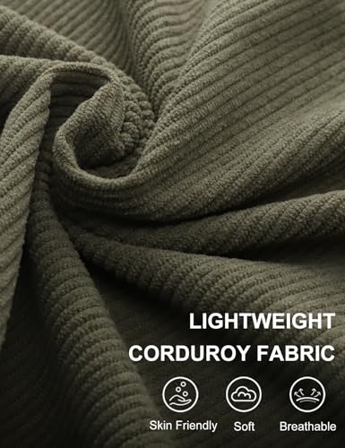 COZYPOIN Men's Corduroy Sweatshirts Casual Stand Collar Button Long Sleeve Henley Pullover Sweater with Elbow Patches(ArmyGreen-M)4