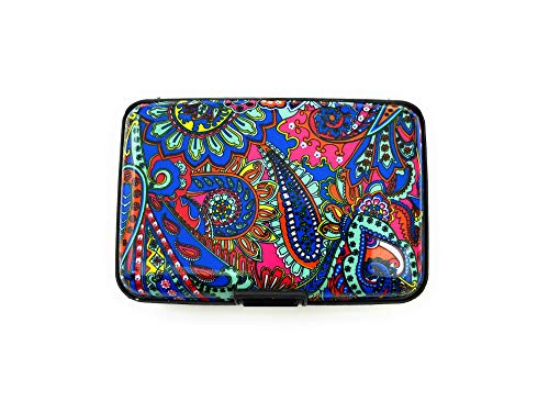 Occasions Gift Giving Flower Theme Print Ultra Slim & Lightweight Aluminum Wallet Credit Card Holder