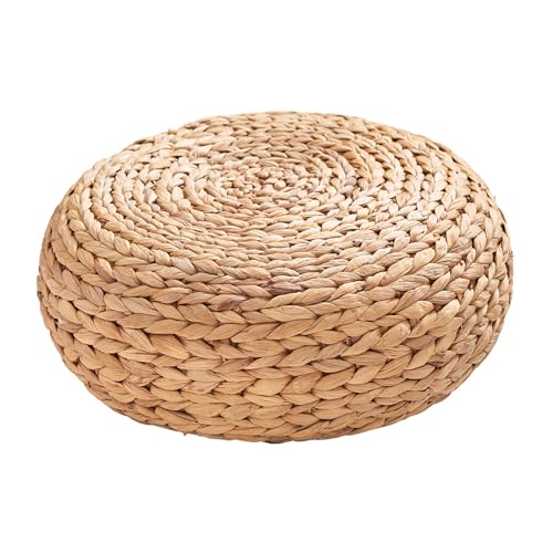 Ludmila Water Hyacinth Woven Floor Cushion Footstool Ottoman Pouf Pillow - 16