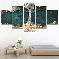 SIGNWIN 5 Panel Canvas Wall Art Modern Art Aerial Expressive Global Landscape Mountain Multicolor Photography for Home Decorations Ready to Hang - 60