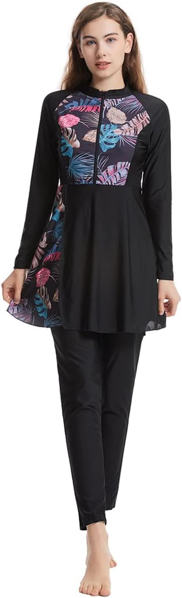 Womens Burkini Swimsuits Muslim Modest Swimwear Islamic Full Body Swimming Top Pants Hijab Long Sleeve Rash Guard - Image 2