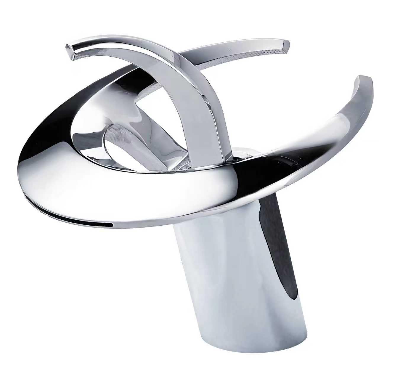 DennieNova Waterfall Bathroom Sink Taps Basin Mixer Tap Single Hole & Single Lever Taps, Modern Sink Faucet Chrome