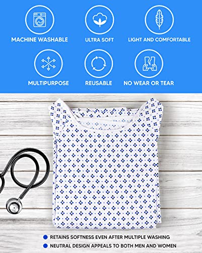 Lux Care Novo Avental Unissex para Paciente - Mistura de Algodão Premium - Tecido Macio e Confortáve