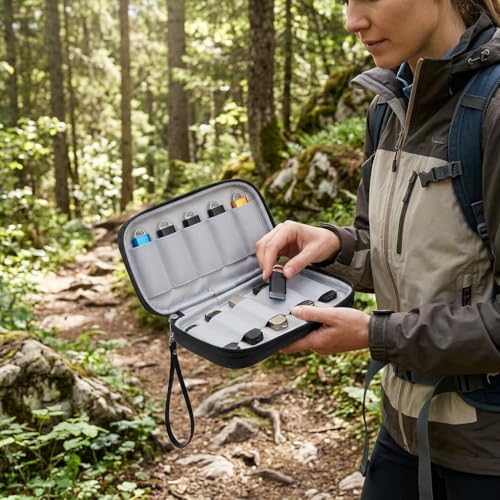Image of Pendrive Case, 10 Slots USB Flash Drive Organizer, Travel Pouch for Pendrives and Tech Accessories, Compact Design with Lanyard for Professionals, Students, Travelers