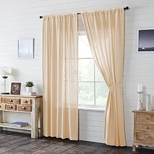 VHC Brands Farmhouse 96×50 Panel Pair Tan Rod Pocket Burlap Window Curtains