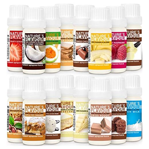 ALPHAPOWER FOOD® Arôme alimentaire 1400%* SET SUPER ÉCONOMIQUE 16x10ml liquide - gouttes aromatisantes et édulcorant sans sucre, goût délicieux, vegan liquid sweetener Flavour Drops, Flavdrops