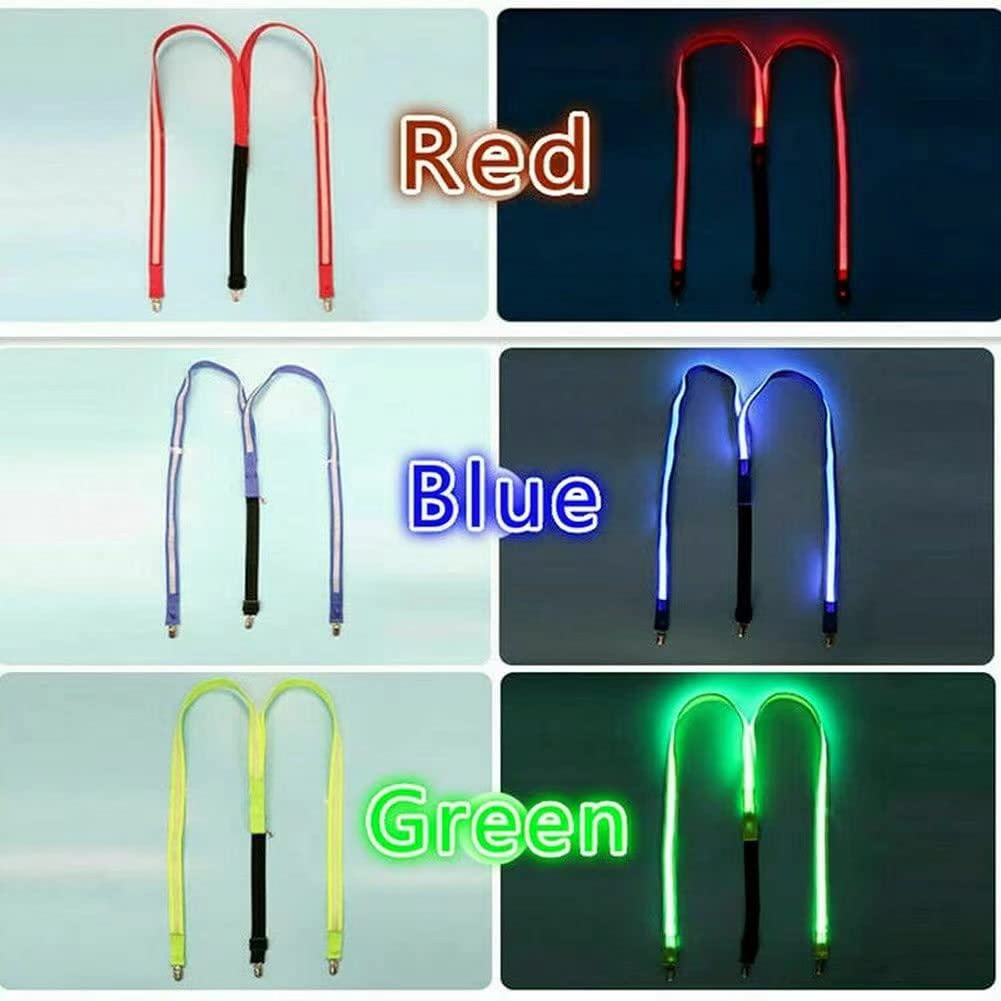 AZHU LED Bretelles avec LED Noeud Papillon Lumineux Noeud Papillon LED Noeud Papillon Parfait pour les Festivals de Musique, les Fêtes costumées d'Halloween (Rouge)