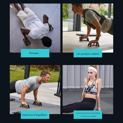 Barre de pompe, supports de pompe - Outil de force pour les muscles,Barres Push Up Up Up Up Up-Up Tool Muscle Tool for Home Gym Travel Fitness – Image 6