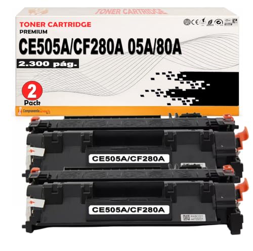 CVT   Pack 2 Toner Compatibles CE505A / 05A para HP LaserJet P2030, P2035, P2036, P2037, P2050, P2054, P2055, P2056, P2057