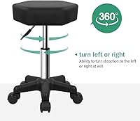 Vista 4 de FURWOO Taburete con ruedas hexagonales con ruedas para spa y salón de masaje, color negro