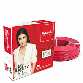 Fybros ULTRA FLEXIBLE FR PVC Insulated 2.5 Sq Mm Wire | UFFR Red Copper Wires & Cables| Cables For wiring | 2.5 Sq Mm Red wire 90 meter| Industrial Wire Cable| Electrical Wire