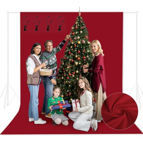 Image of EMART 6x9ft Plain Red Drapes for Photography, Party Background Curtain | Polyester Fabric | Red Screen Sheet for Video Studio, Portrait Photoshoot Parties