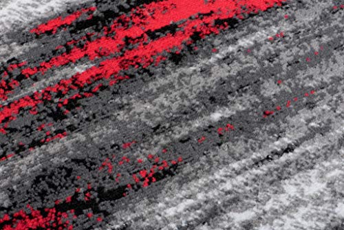 TAPISO Maya Teppich Läufer Meterware Kurzflor Wohnzimmer Flur Küche Modern Brücke Grau Rot Schwarz Verwischt Meliert Design ÖKOTEX 100 x… – Ansicht 4