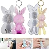 Voaesdk Bunny Shape Resin Molds, 2PCS 3D Suture Rabbit Silicone Molds for Resin Casting, Cute Animal Epoxy Resin Keychain Molds for DIY Easter Ornaments Craft Home Decor