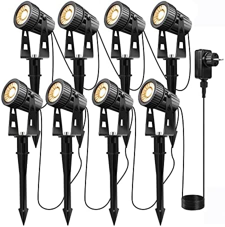 LED Landscape Lights Low Voltage, COB Landscape Lighting 12V 24W Warm White, 2100LM Garden Spotlights Outdoor for Yard, Lawn, Wall, Fence(8 Pack 85FT)