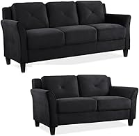 Vista 1 de Home Square Juego de sofá y sofá de 2 piezas para sala de estar en negro