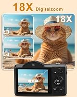 5K 80MP Digitalkamera Kamera, Digital Kamera für Vlog mit WLAN, 2.8" Kompakte Kamera für Anfänger, 18X Digitalzoom, Autofokus, mit 64GB Karte, 2 Akkus, Fotoapparat für YouTube Anfänger Erwachsene – Ansicht 5