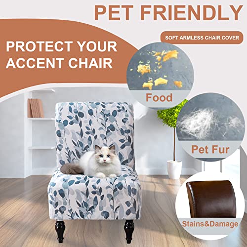Image of Eco-Ancheng Armless Chair Slipcover Removable Armless Accent Chairs Covers Washable Armless Slipper Chair Slipcover Printed Armless Chair Furniture Protector Covers for Living Dining Room Hotel