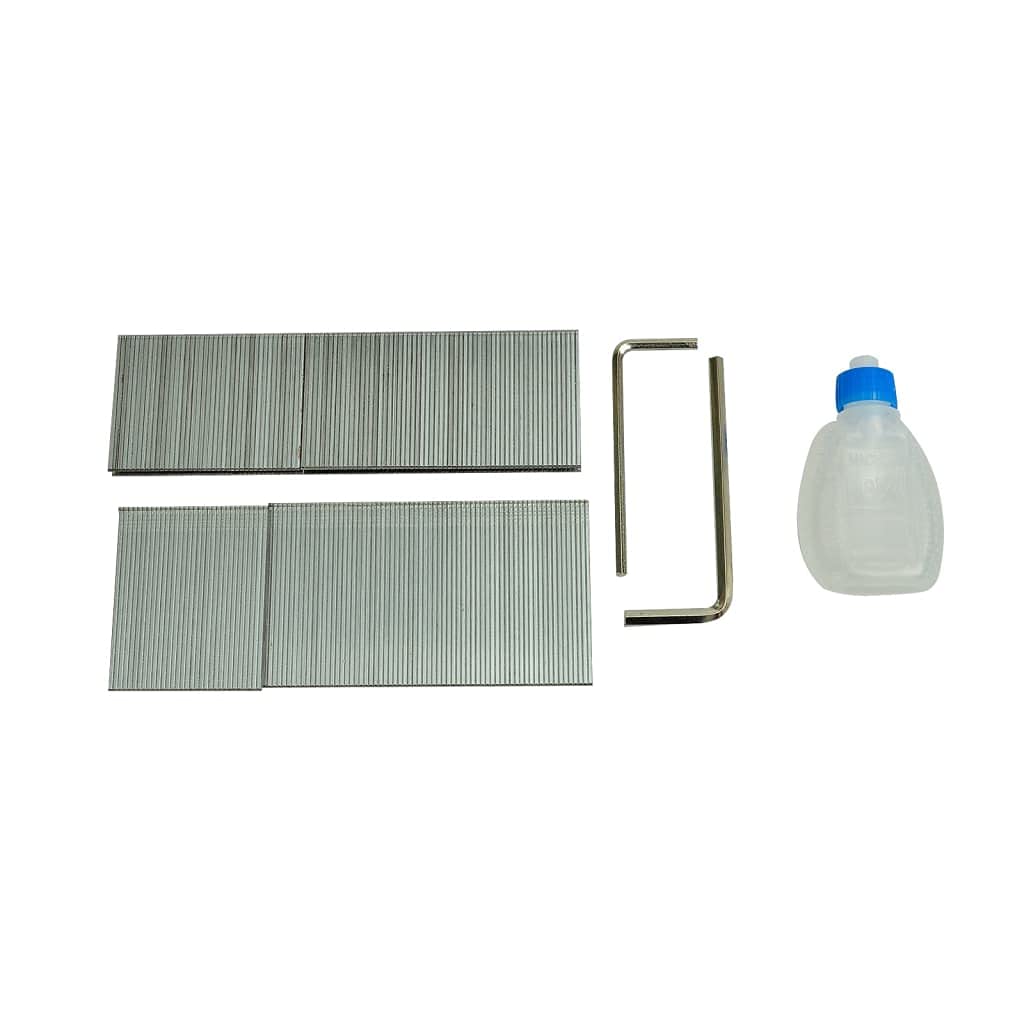 2 w 1 zszywacz pneumatyczny i gwoździarka z aluminium, 60 x 235 x 255 mm, magazynek z 100 gwoździami i klamrami, do montażu mebli, tapicerki, papy dachowej i mocowania drewna