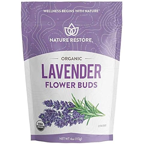 Nature Restore USDA Certified Organic Dried Lavender Flowers, Loose Leaf, Extra Grade, 4 Ounces Cover