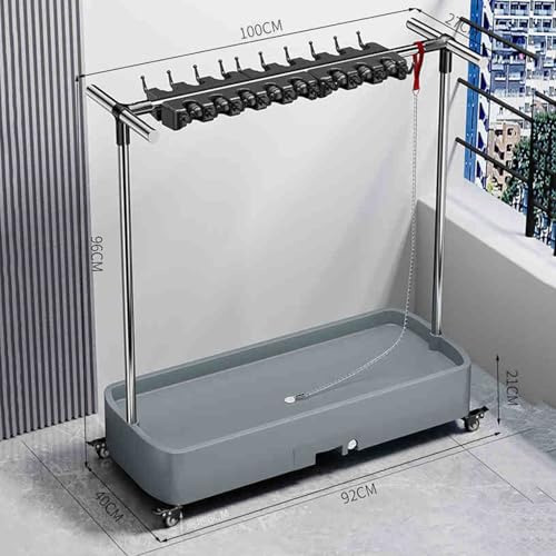 Besen- und Wischmopp-Organizer mit zwei Hakenreihen – effiziente Aufbewahrung für Werkzeuge mit langem Griff, Rechen und Besen – ideal für die Reinigung von Haus und Garage