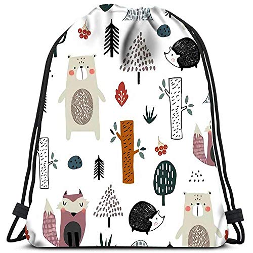 Dingjiakemao Mochila Cuerda Unisex Mochilas con Cordón Infantil con Lindo Oso Zorro