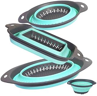BXXY Set of 3 Collapsible Kitchen Colander/Strainer Perfect for Draining Pasta Vegetable Fruits (Turquoise(3Pcs)