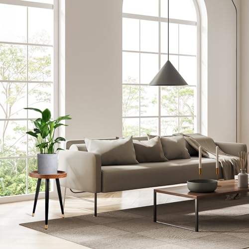 Image of KGPLOME Plant Stand Indoor,Mid Century Walnut Wood Plant Table, Heavy Duty Metal Tall Flower Pot Stand,Modern Round Small Side End Table With Raised Design(12 inchx17 inch)