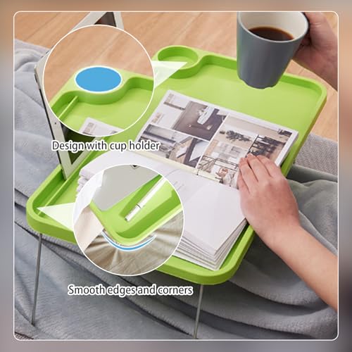 Table de lit pour ordinateur portable pliable avec porte-gobelet intégré