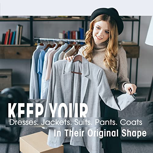 Jdgou Wooden Hangers 20 Pack Clothes Hangers Wood Hangers Walnut Smooth Finish Coat Hanger For Closet Heavy Duty Hangers For Clothes Dress Suit #TOP5