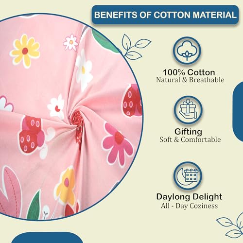 Image of Kuber Industries Cotton 144 TC Double Bedsheet With 2 Pillow Covers | Machine Washable Soft Bedsheet For Living Room, Home & Hotels | Flower Print - Pink