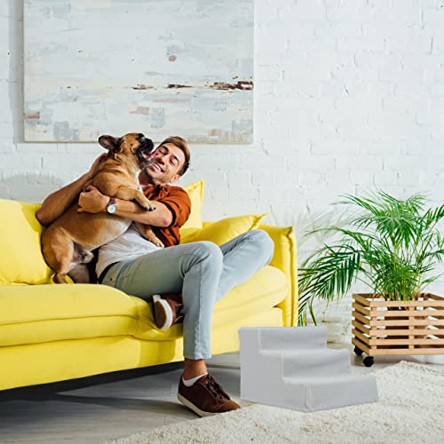 Relaxdays Hundetreppe 3 Stufen, kleine & große Hunde, Bett & Couch, Stoffbezug, Tiertreppe innen, 30x35x45 cm, schwarz 1 Stück