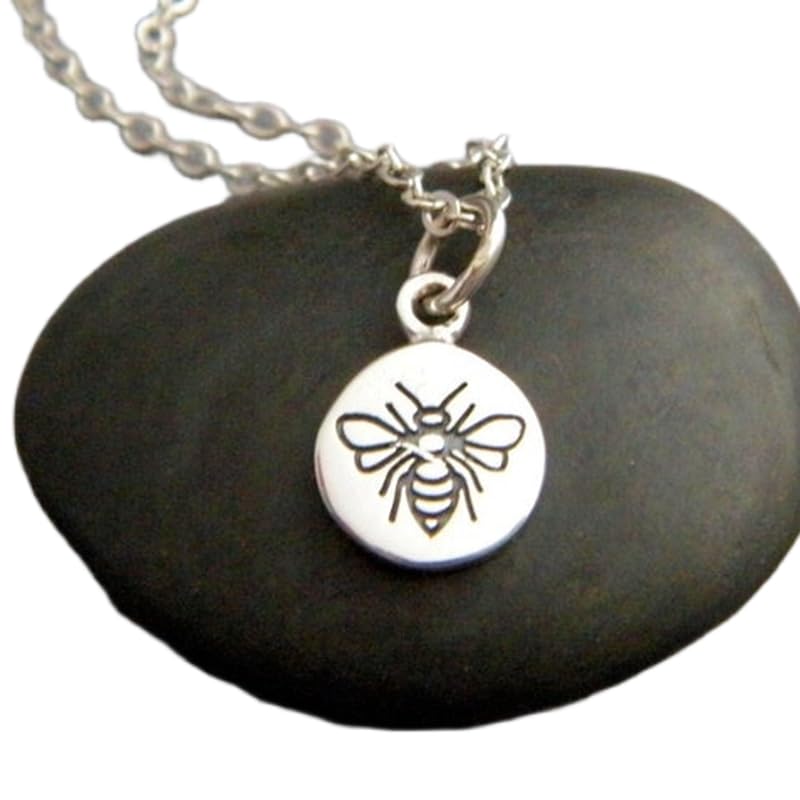 Collar de abeja de plata 925 de estilo circular con cadena de 45 cm